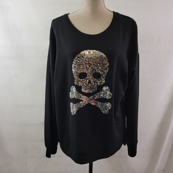 No Boundaries Sweaters - Halloween 2PC Skull & Bones Sweater & Mask - XL